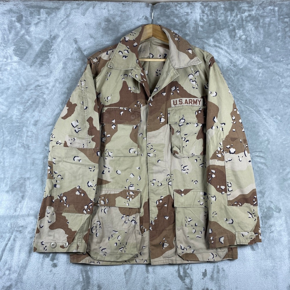 Vintage US Army Camouflage Jacket Mens Medium Long Tan Desert 6 Color Chocolate